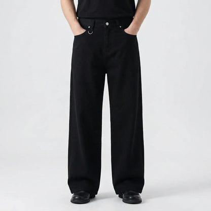 Camoflux - Loose Wide Leg Camouflage Denim Trousers  Casual Everyday Wear