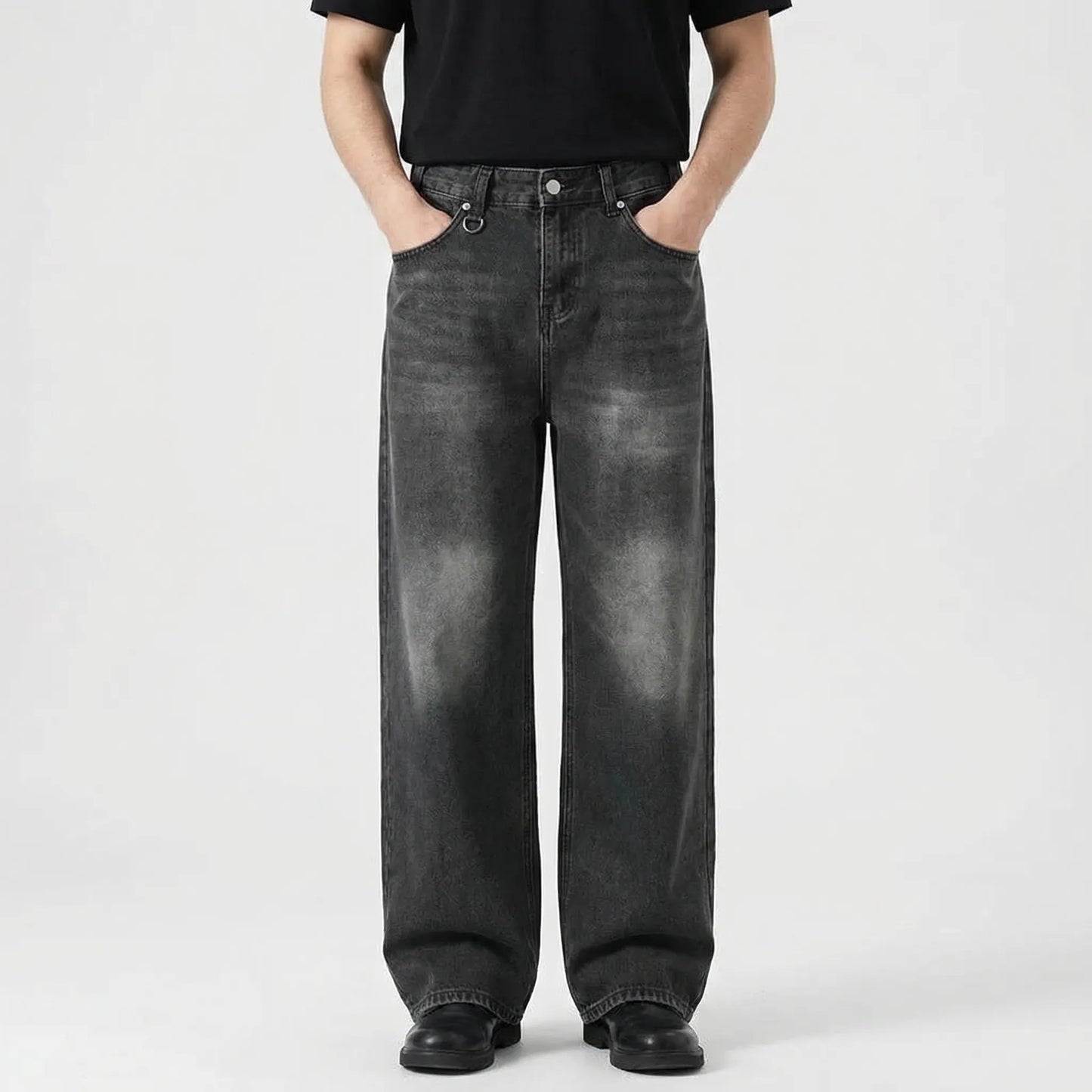 Camoflux - Loose Wide Leg Camouflage Denim Trousers  Casual Everyday Wear