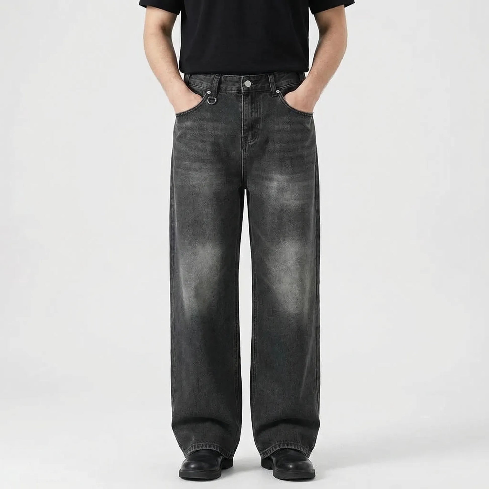 Camoflux - Loose Wide Leg Camouflage Denim Trousers  Casual Everyday Wear