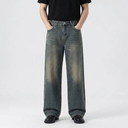 Camoflux - Loose Wide Leg Camouflage Denim Trousers  Casual Everyday Wear