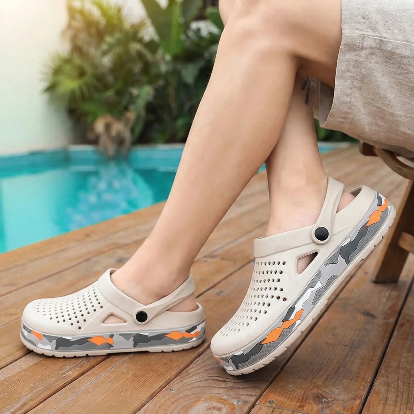 Camolit - Ventilated Slip-On Clog Sandal  Beach And Poolside Wear