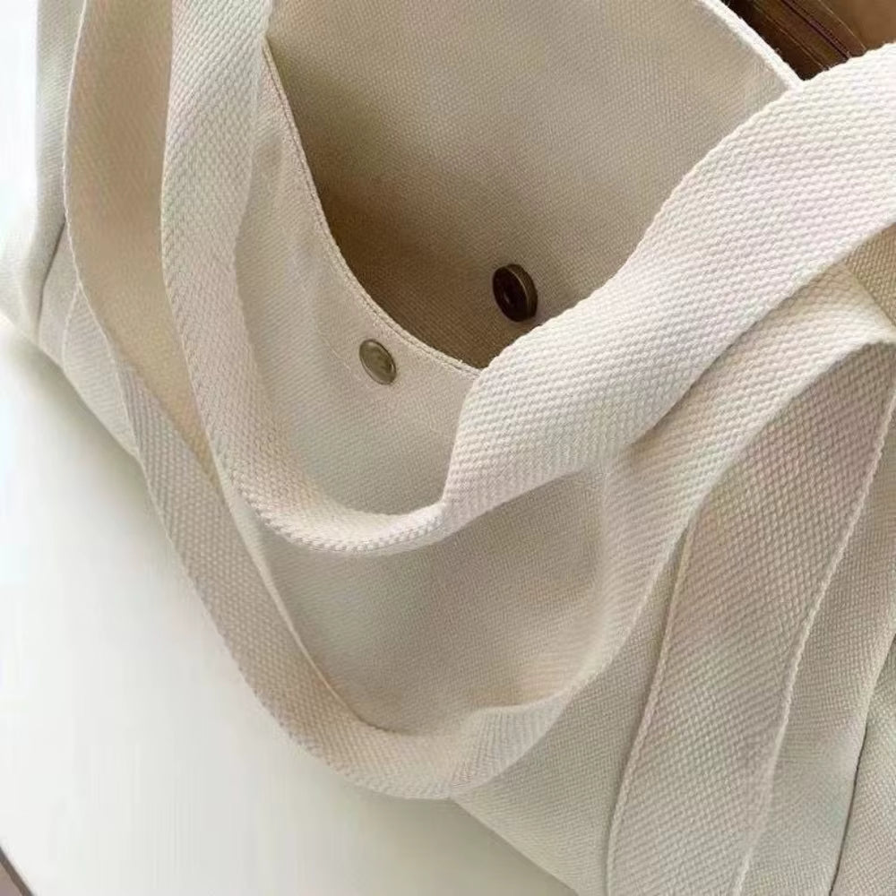 Large Canvas Tote Bag | Women | Spacious Capacity | Work & College | White | Steven & Levon