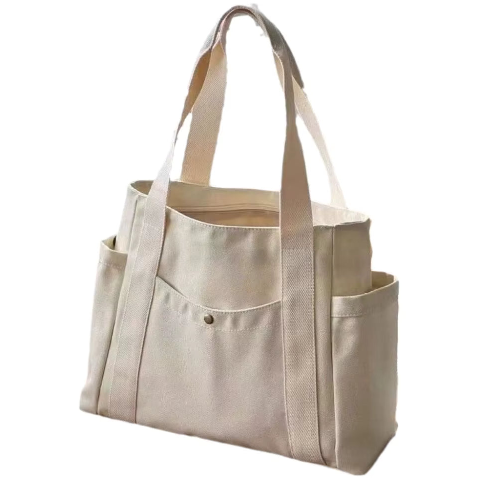 Large Canvas Tote Bag | Women | Spacious Capacity | Work & College | White | Steven & Levon