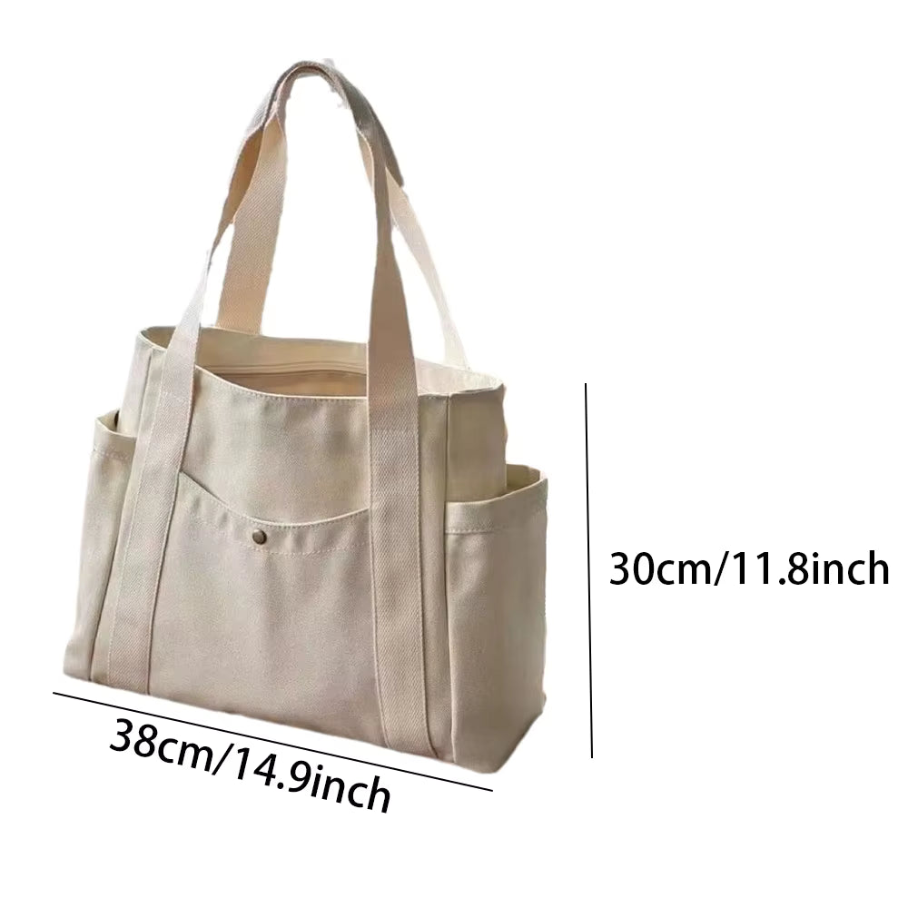 Large Canvas Tote Bag | Women | Spacious Capacity | Work & College | White | Steven & Levon