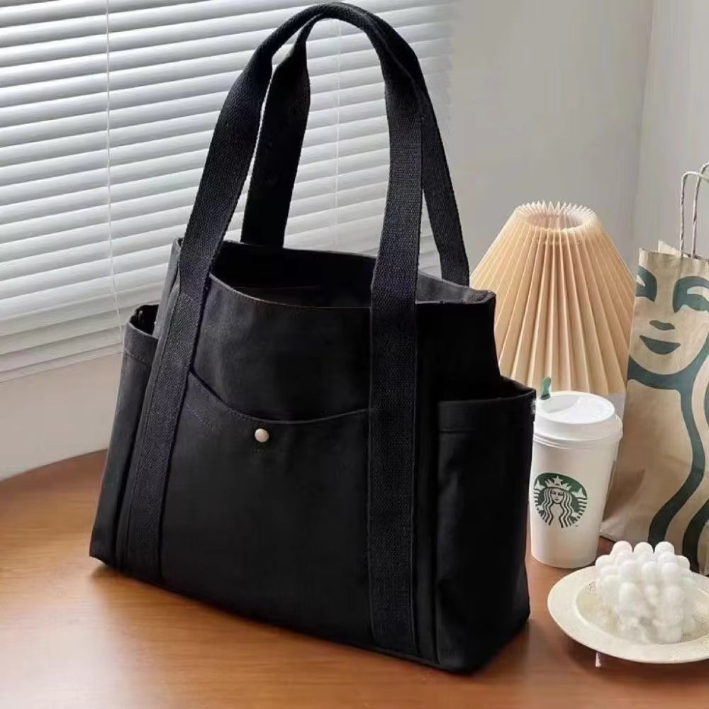 Large Canvas Tote Bag | Women | Spacious Capacity | Work & College | White | Steven & Levon