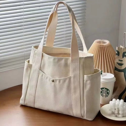 Large Canvas Tote Bag | Women | Spacious Capacity | Work & College | White | Steven & Levon
