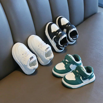 Kids Leather Low-Top Sneakers | Hook & Loop School Running Shoes | Casual Trainers | Steven & Levon
