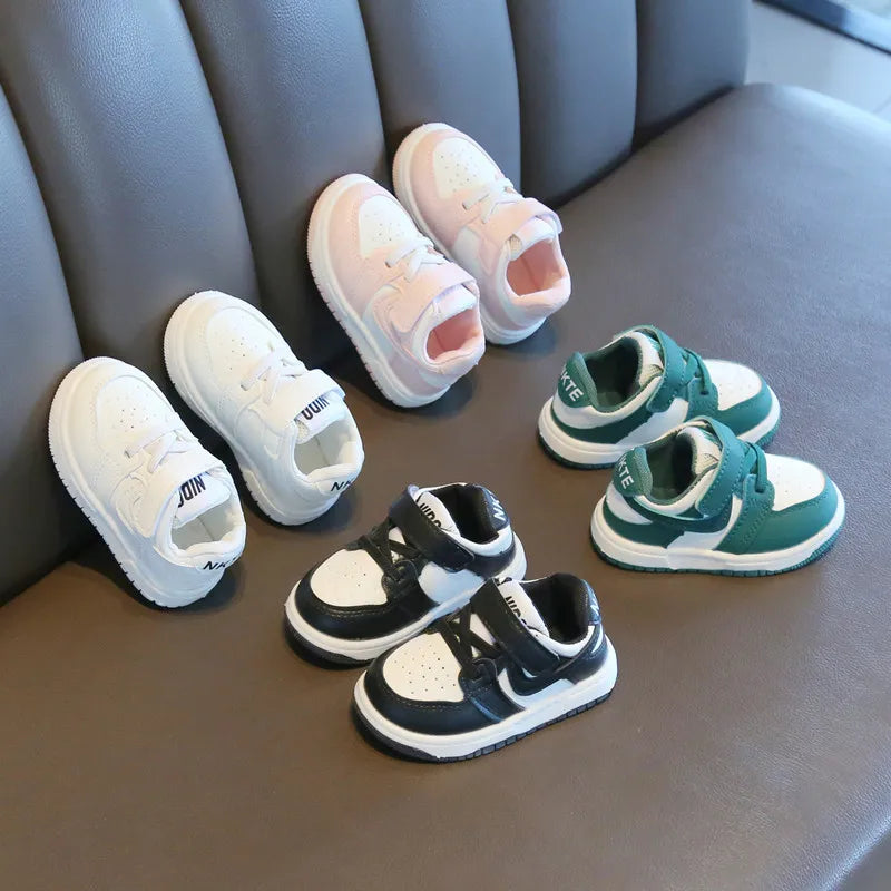 Kids Leather Low-Top Sneakers | Hook & Loop School Running Shoes | Casual Trainers | Steven & Levon