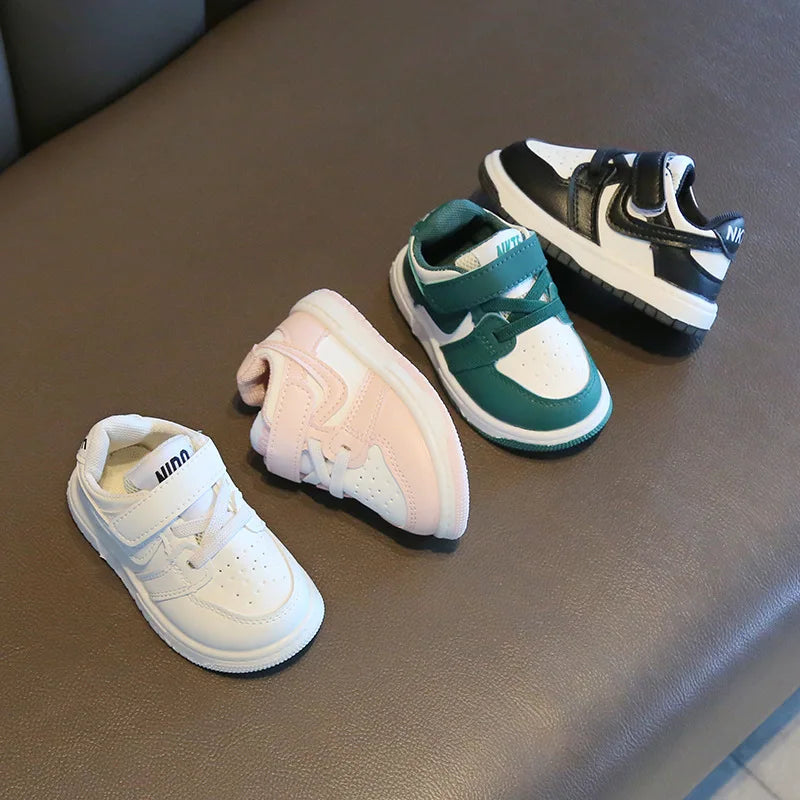 Kids Leather Low-Top Sneakers | Hook & Loop School Running Shoes | Casual Trainers | Steven & Levon