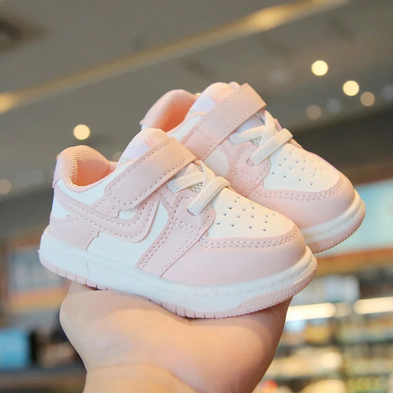 Kids Leather Low-Top Sneakers | Hook & Loop School Running Shoes | Casual Trainers | Steven & Levon