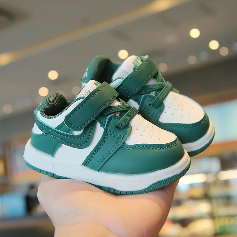 Kids Leather Low-Top Sneakers | Hook & Loop School Running Shoes | Casual Trainers | Steven & Levon