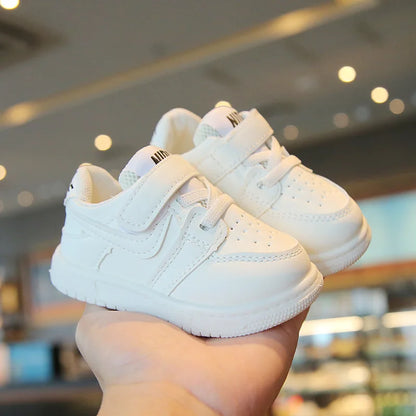 Kids Leather Low-Top Sneakers | Hook & Loop School Running Shoes | Casual Trainers | Steven & Levon