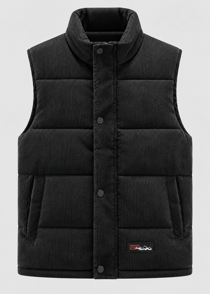 Men's Quilted Puffer Bodywarmer | Stand Collar | Sleeveless Zip Gilet | Insulated Vest | Steven & Levon