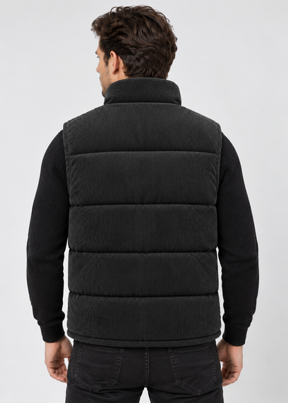 Men's Quilted Puffer Bodywarmer | Stand Collar | Sleeveless Zip Gilet | Insulated Vest | Steven & Levon