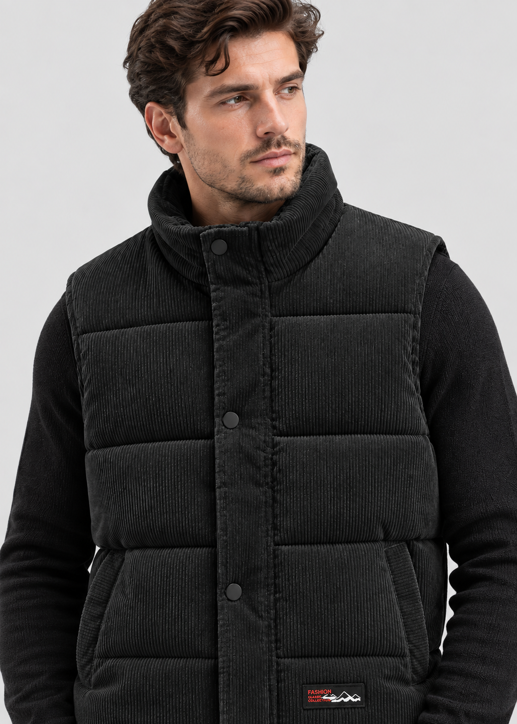 Men's Quilted Puffer Bodywarmer | Stand Collar | Sleeveless Zip Gilet | Insulated Vest | Steven & Levon
