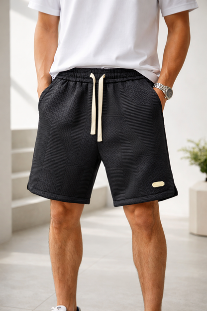 Men's Textured Drawstring Shorts | Textured Fabric | Relaxed Fit Casual Shorts | Steven & Levon