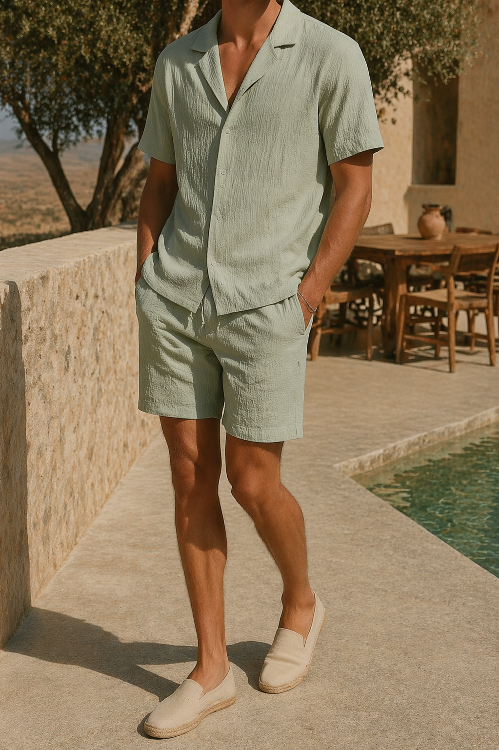 Men's Linen Co-Ord Set | Linen Blend | Short Sleeve Shirt & Relaxed Fit Shorts | Steven & Levon