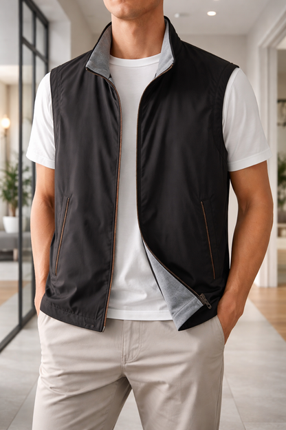 Men's Lightweight Zip Front Bodywarmer | Quilted Gilet | Insulated Sleeveless Vest | Steven & Levon