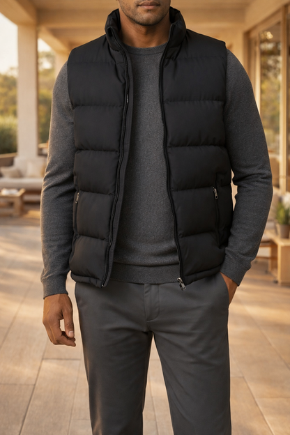 Men's Quilted Padded Bodywarmer | Gilet | Zip Closure | Insulated Vest | Steven & Levon