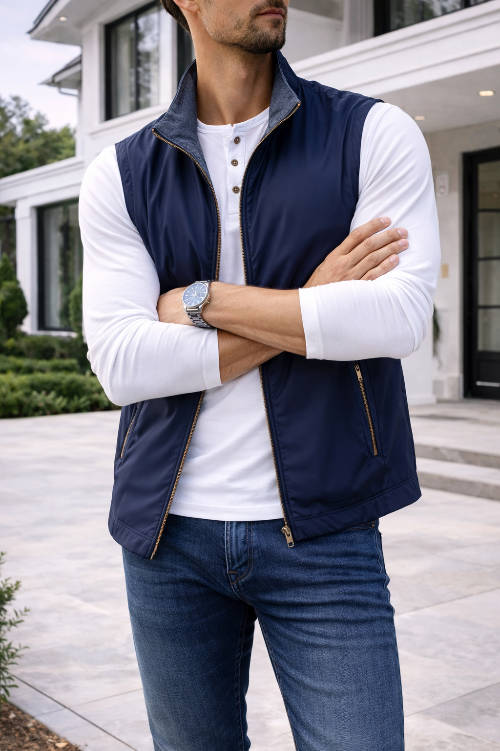 Men's Lightweight Zip-Up Bodywarmer | Quilted Gilet | Insulated Sleeveless Vest | Steven & Levon