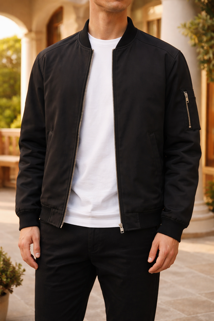 Men's Bomber Jacket | Men's Lightweight Zip Front Casual Bomber Jacket | Polyester | Everyday Outerwear | Steven & Levon