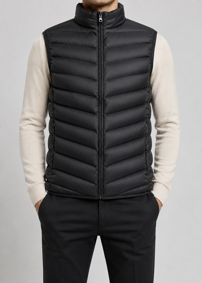 Men's Lightweight Sleeveless Bodywarmer | Quilted Gilet | Zip Front | Warm | Steven & Levon