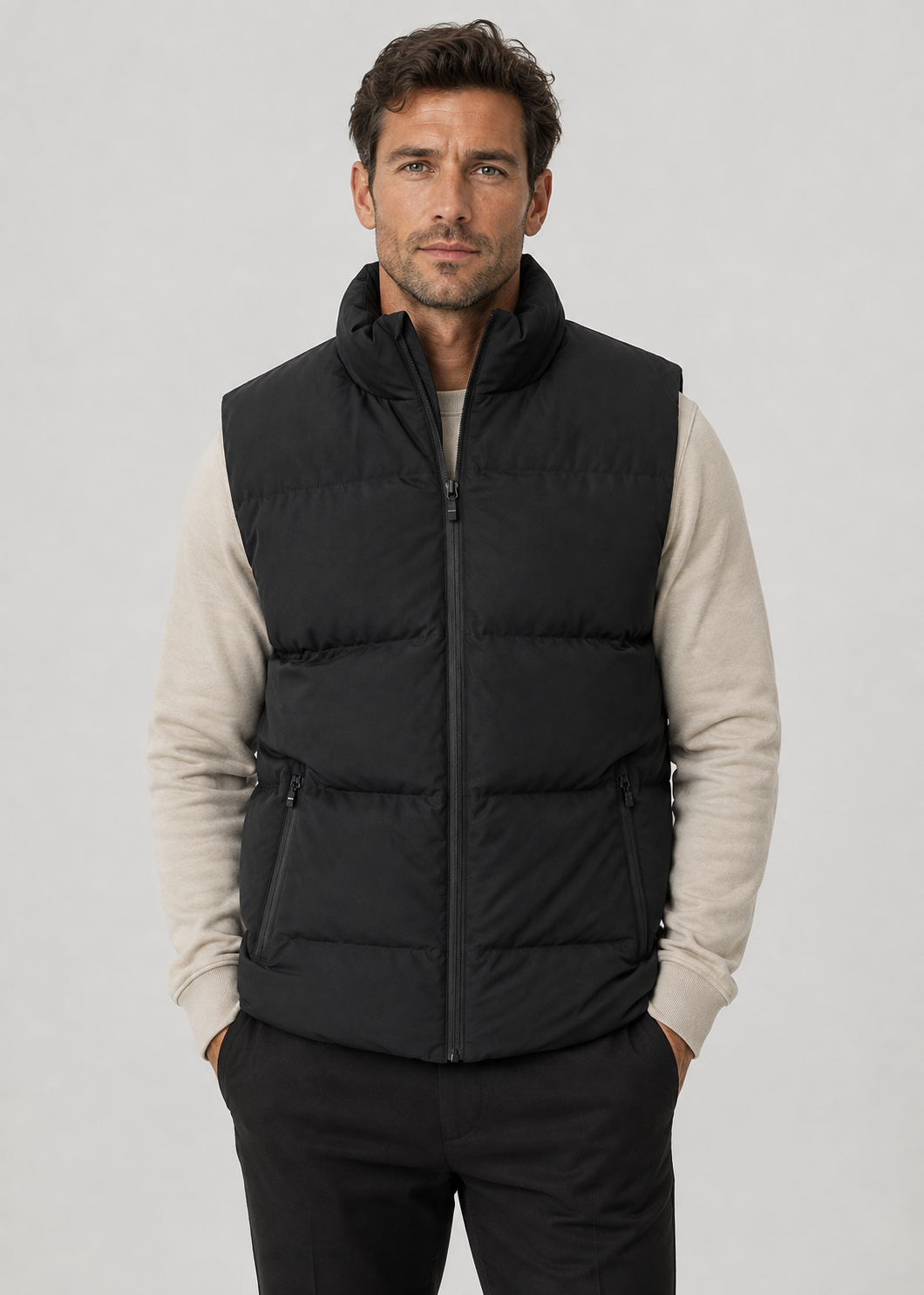 Men's Sleeveless Puffer Gilet | Quilted Insulated Vest | High Zip Collar | Lightweight Layer | Steven & Levon