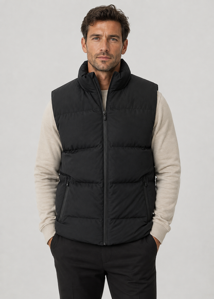 Men's Sleeveless Puffer Gilet | Quilted Insulated Vest | High Zip Collar | Lightweight Layer | Steven & Levon