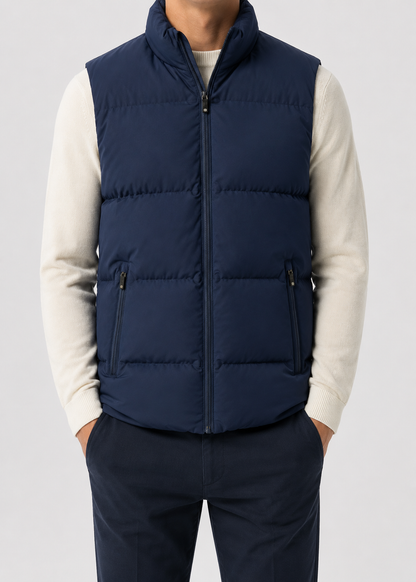 Men's Sleeveless Puffer Gilet | Quilted Insulated Vest | High Zip Collar | Lightweight Layer | Steven & Levon