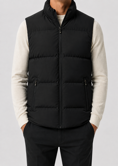 Men's Sleeveless Puffer Gilet | Quilted Insulated Vest | High Zip Collar | Lightweight Layer | Steven & Levon