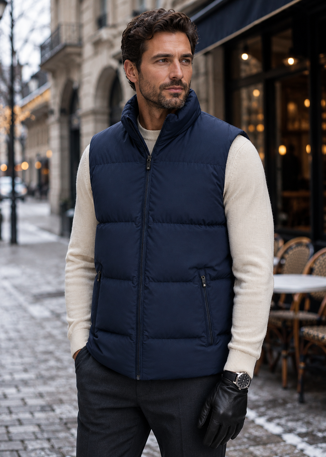 Men's Sleeveless Puffer Gilet | Quilted Insulated Vest | High Zip Collar | Lightweight Layer | Steven & Levon