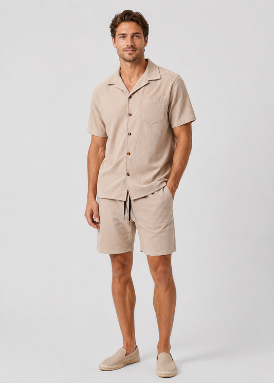 Men's Cuban Outfit Set | Collar Co-Ord Set | Men | Lightweight Cotton Blend | Steven & Levon