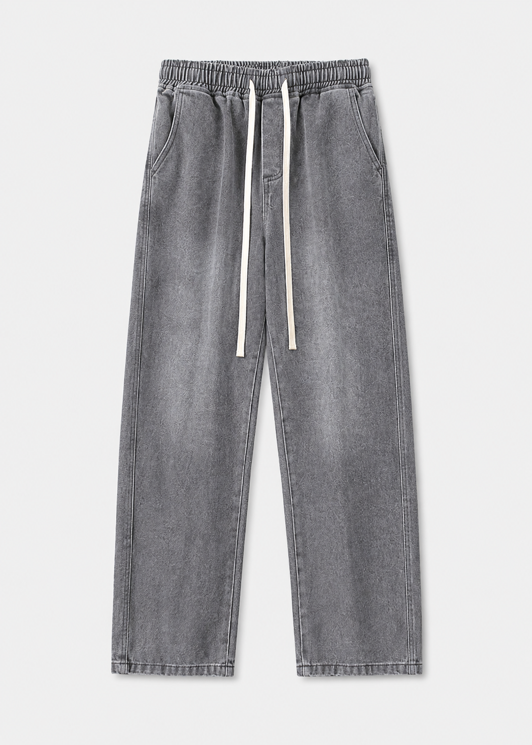 Driftway - Loose Straight Leg Drawstring Jeans  Everyday Casual Wear