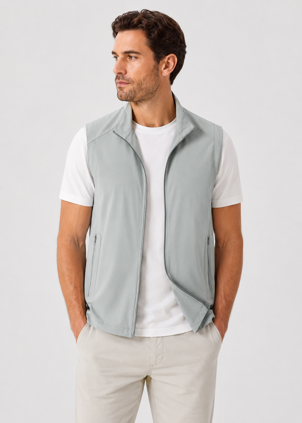 Men's Lightweight Zip Front Bodywarmer | Nylon-Spandex Blend | Insulated Sleeveless Vest | Steven & Levon