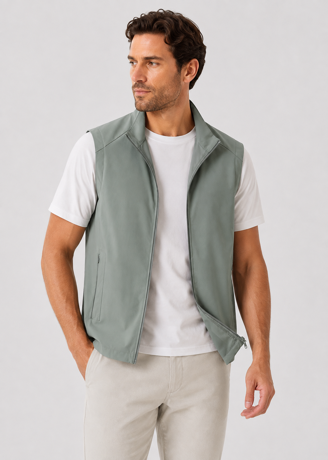 Men's Lightweight Zip Front Bodywarmer | Nylon-Spandex Blend | Insulated Sleeveless Vest | Steven & Levon