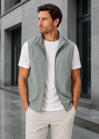 Men's Lightweight Zip Front Bodywarmer | Nylon-Spandex Blend | Insulated Sleeveless Vest | Steven & Levon