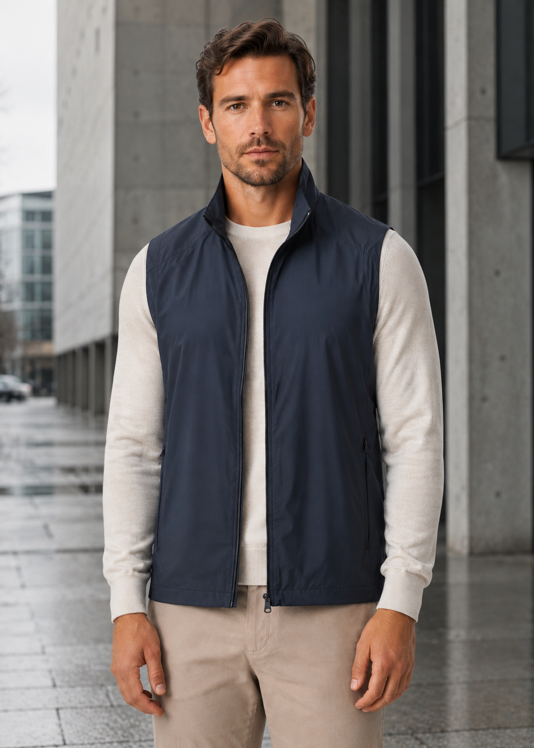 Men's Lightweight Zip Front Bodywarmer | Nylon-Spandex Blend | Insulated Sleeveless Vest | Steven & Levon