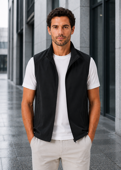 Men's Lightweight Zip Front Bodywarmer | Nylon-Spandex Blend | Insulated Sleeveless Vest | Steven & Levon