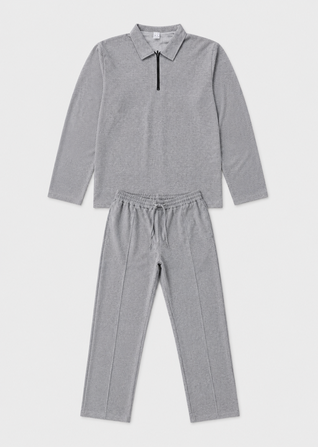 Men’s Zippered Lounge Set | Men | Waffle Fabric | Polyester | 2-Piece Casual Tracksuit | Steven & Levon