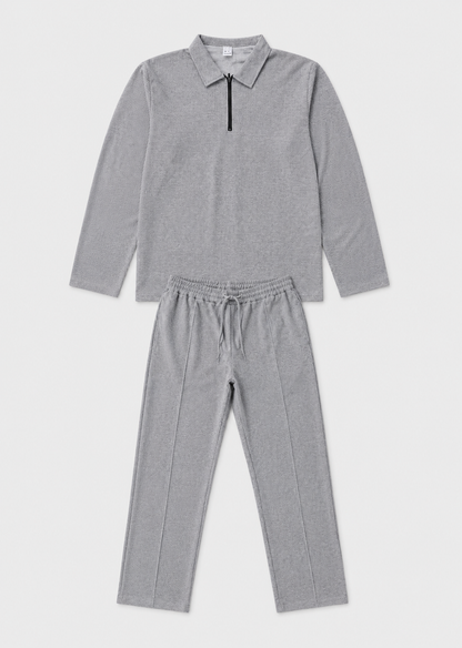 Men’s Zippered Lounge Set | Men | Waffle Fabric | Polyester | 2-Piece Casual Tracksuit | Steven & Levon