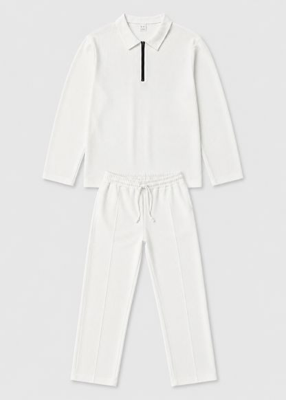 Men’s Zippered Lounge Set | Men | Waffle Fabric | Polyester | 2-Piece Casual Tracksuit | Steven & Levon