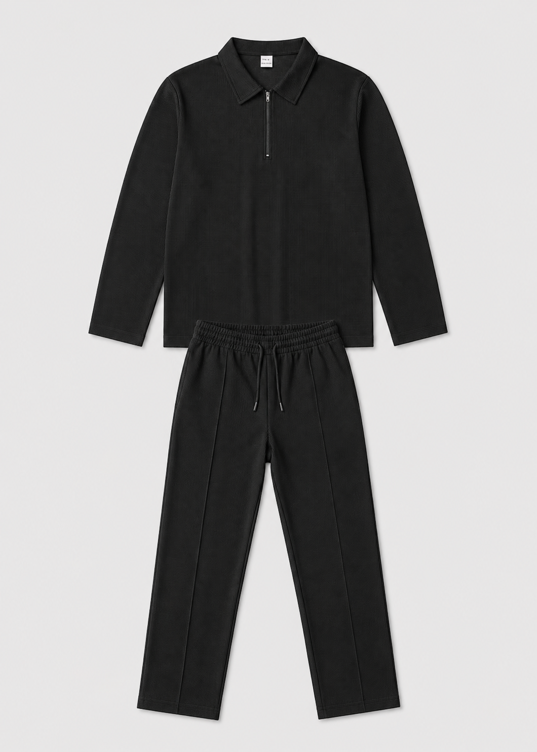 Men’s Zippered Lounge Set | Men | Waffle Fabric | Polyester | 2-Piece Casual Tracksuit | Steven & Levon
