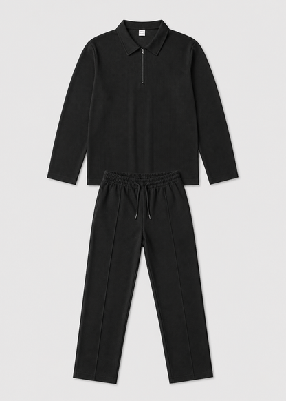 Men’s Zippered Lounge Set | Men | Waffle Fabric | Polyester | 2-Piece Casual Tracksuit | Steven & Levon