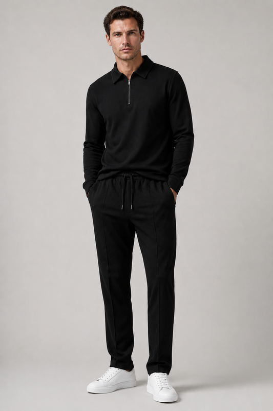 Men’s Zippered Lounge Set | Men | Waffle Fabric | Polyester | 2-Piece Casual Tracksuit | Steven & Levon