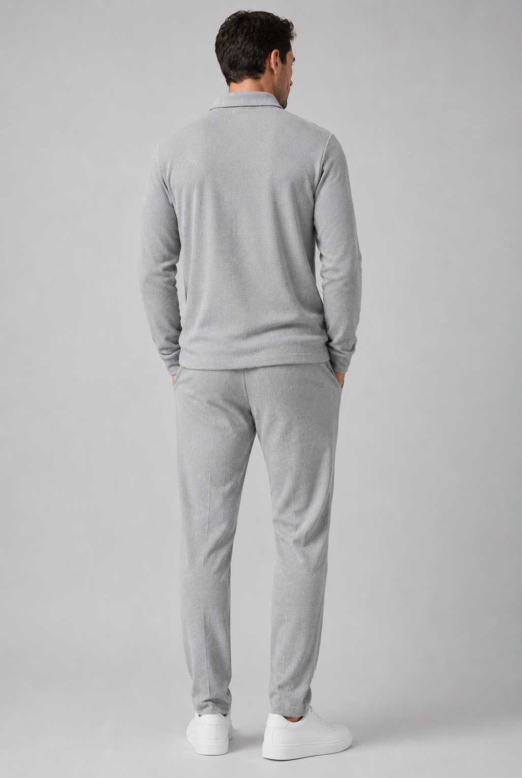 Men’s Zippered Lounge Set | Men | Waffle Fabric | Polyester | 2-Piece Casual Tracksuit | Steven & Levon