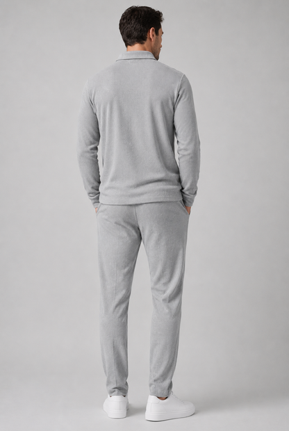 Men’s Zippered Lounge Set | Men | Waffle Fabric | Polyester | 2-Piece Casual Tracksuit | Steven & Levon