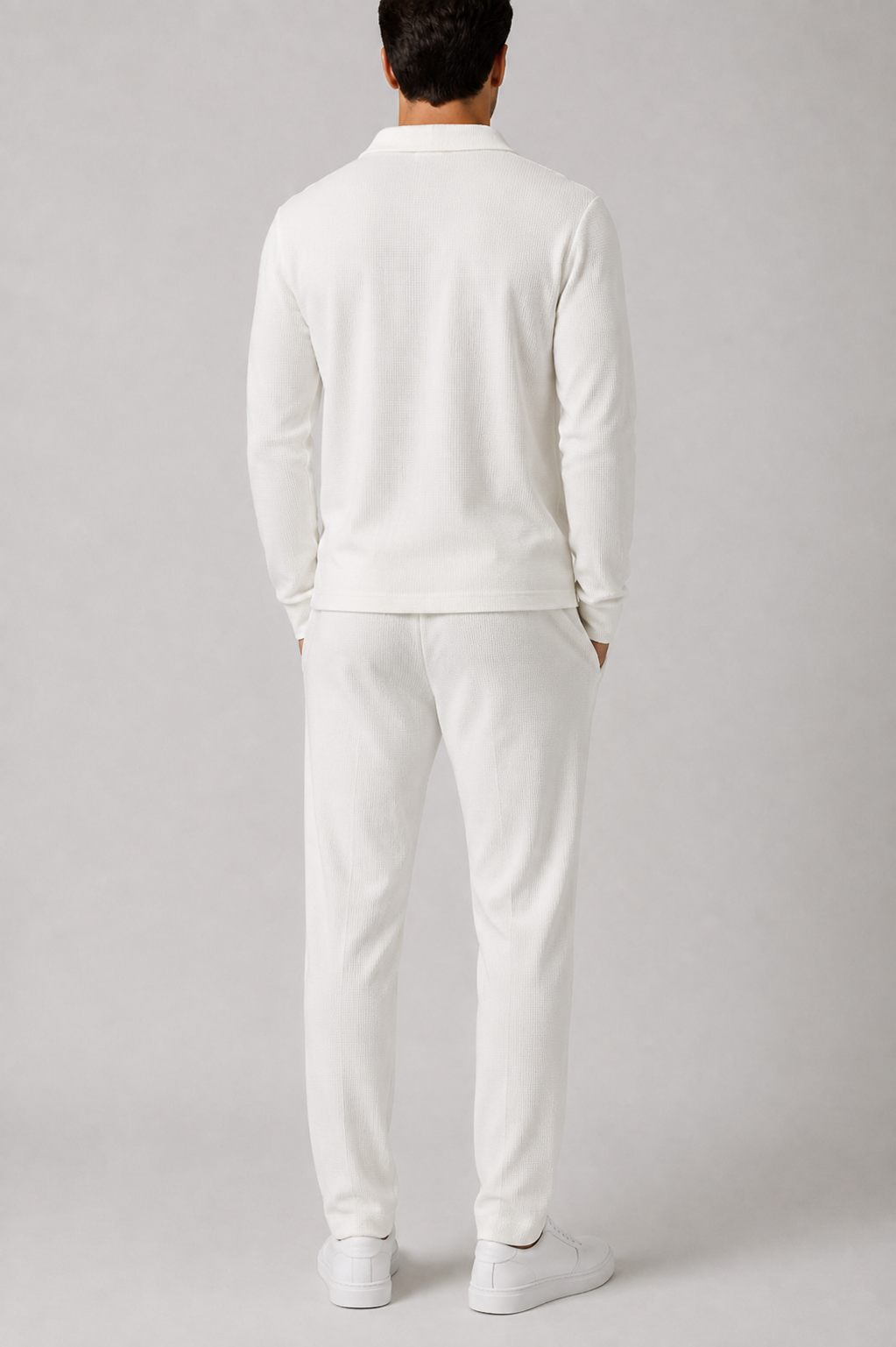 Men’s Zippered Lounge Set | Men | Waffle Fabric | Polyester | 2-Piece Casual Tracksuit | Steven & Levon