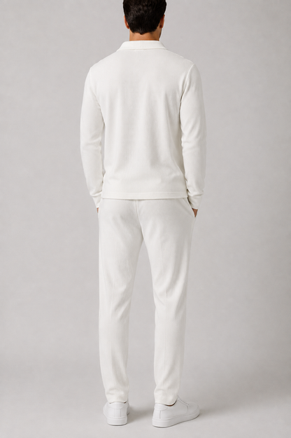 Men’s Zippered Lounge Set | Men | Waffle Fabric | Polyester | 2-Piece Casual Tracksuit | Steven & Levon