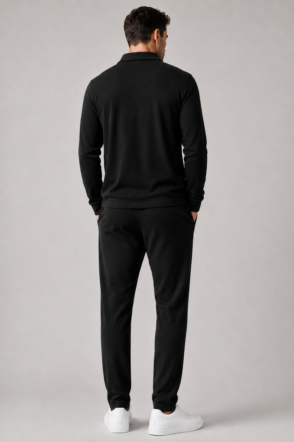 Men’s Zippered Lounge Set | Men | Waffle Fabric | Polyester | 2-Piece Casual Tracksuit | Steven & Levon