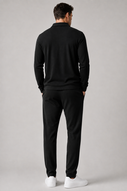 Men’s Zippered Lounge Set | Men | Waffle Fabric | Polyester | 2-Piece Casual Tracksuit | Steven & Levon